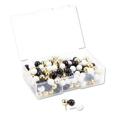 U BRANDS Fashion Sphere Push Pins, Plastic, Assorted, 7/16", PK200 3084U06-24